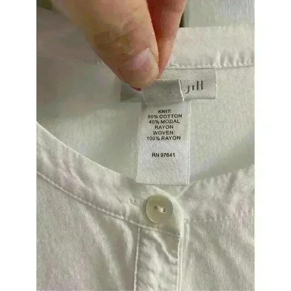 J. jill Womens Medium Modal Blend Half Button Up Roll Sleeve Tab Top - Picture 6 of 6